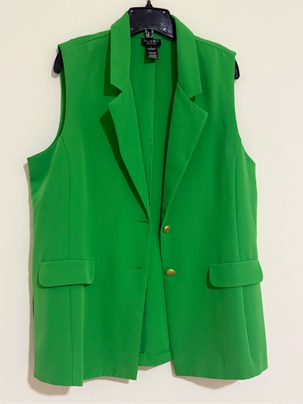 Soho Bright Green Sleeveless Blazer Vest